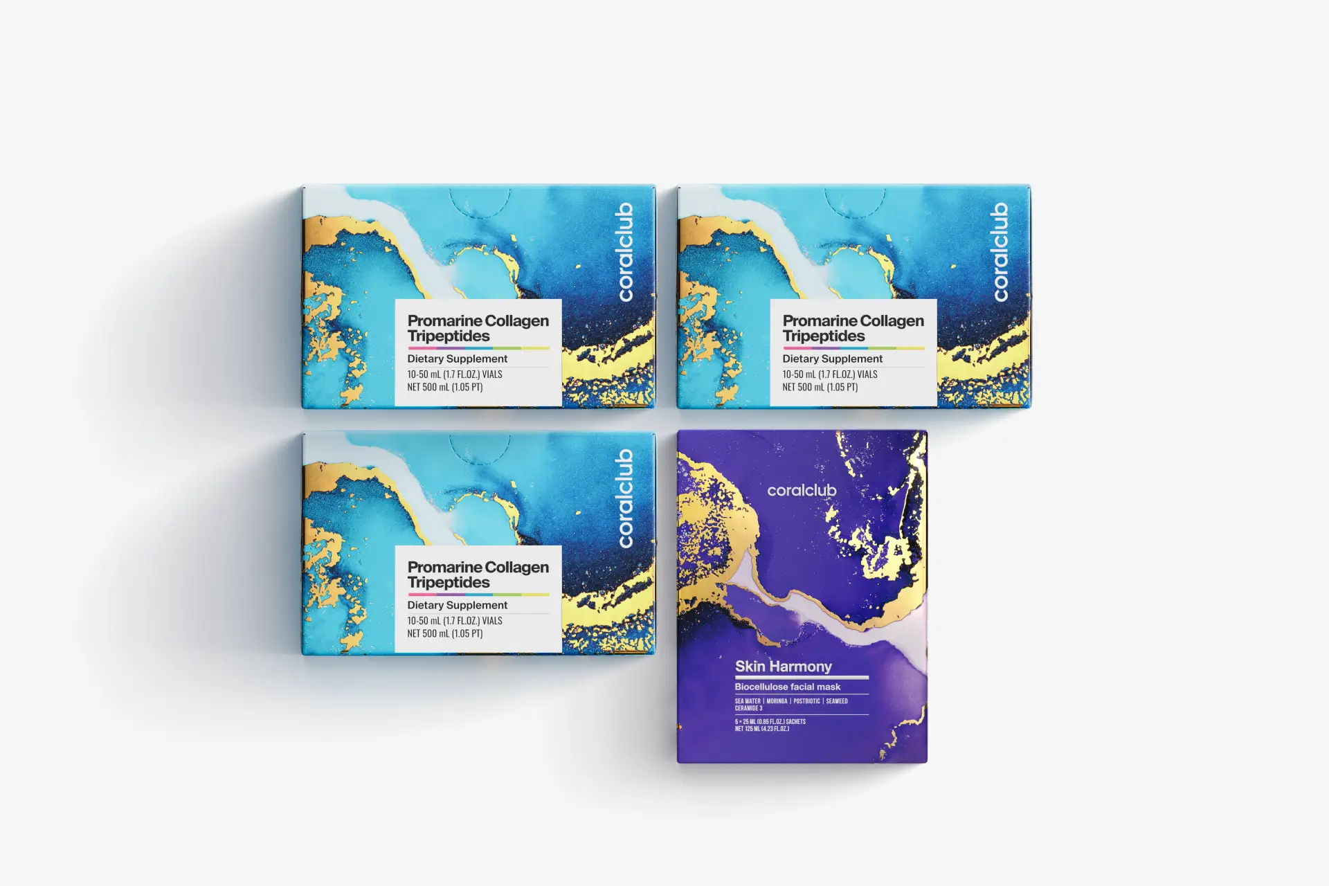 Sada Promarine Collagen Tripeptides (3 balení po 10 ks) + Skin Harmony Biocellulose Facial Mask (5 ks)