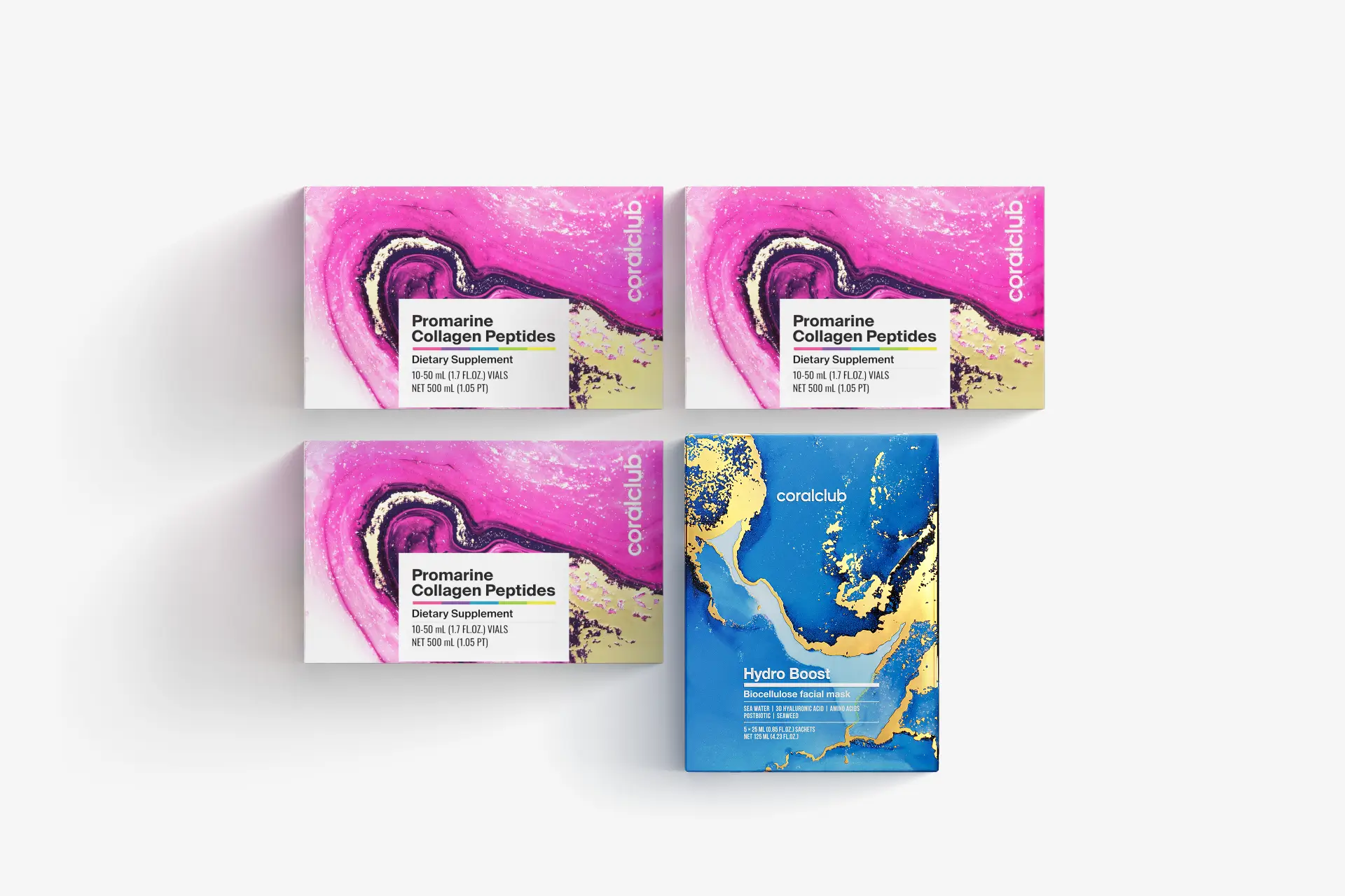 Sada Promarine Collagen Peptides (3 balení po 10 ks) + Hydro Boost Biocellulose Facial Mask (5 ks)